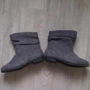 Gray Suede Ankle Boots